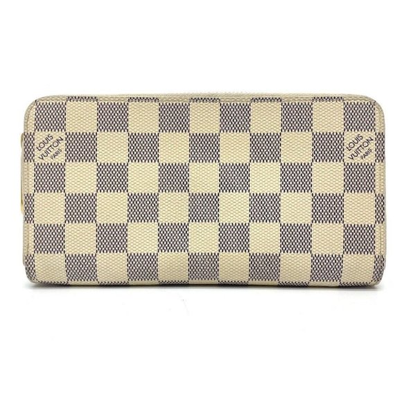 LOUIS VUITTON DamierAzur Zippy Wallet Zip Around Long Wallet White - Picture 1 of 12